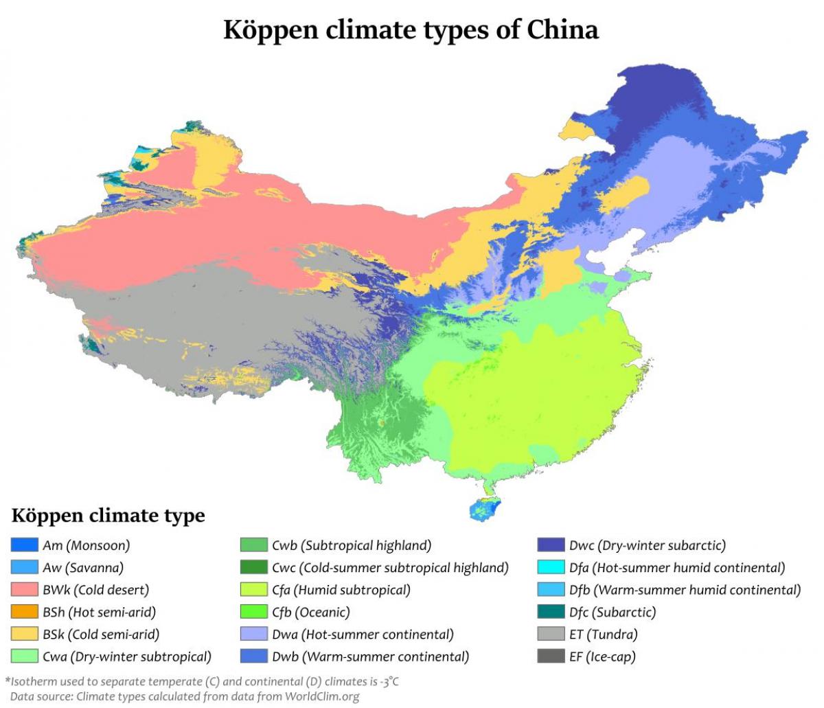 peta iklim Cina
