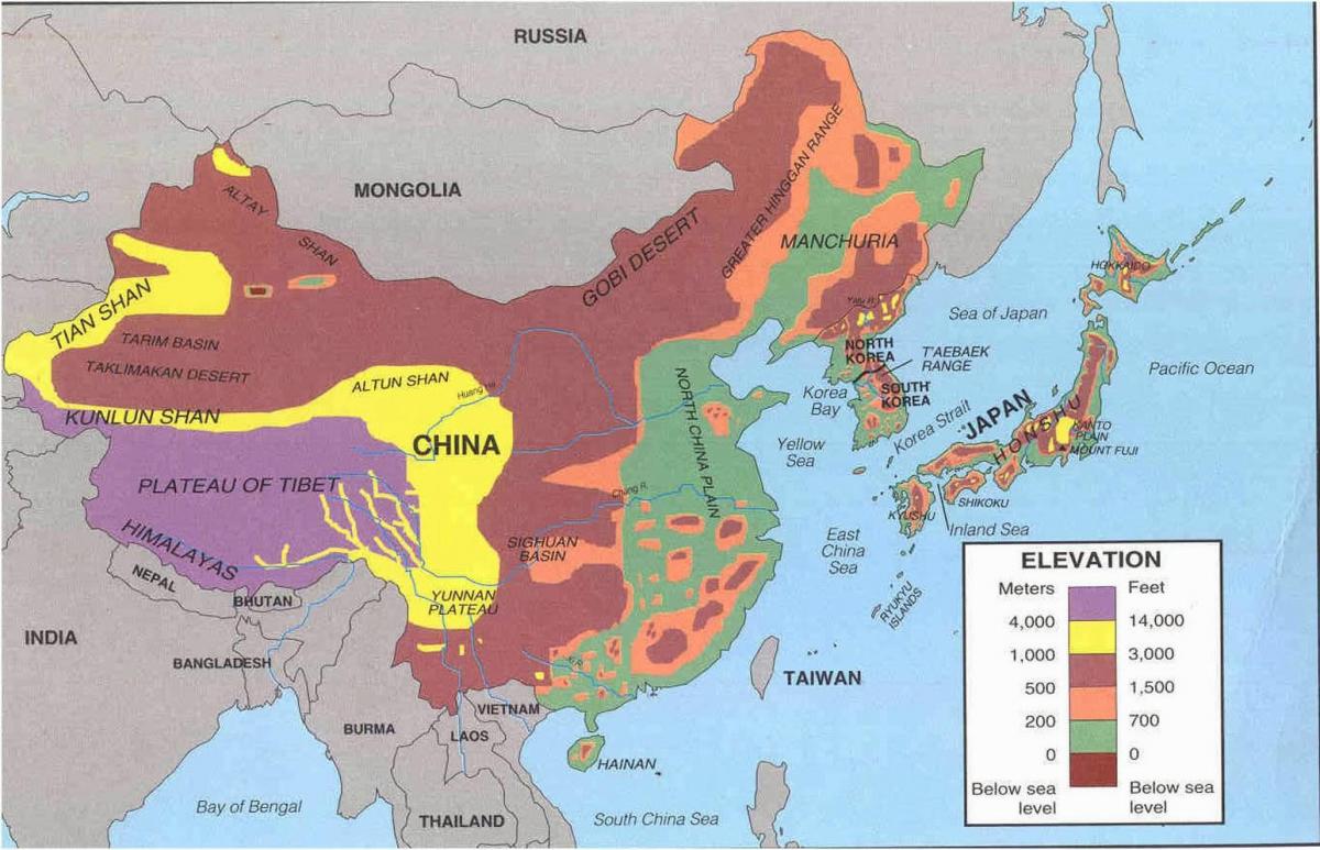 peta dari Cina gurun