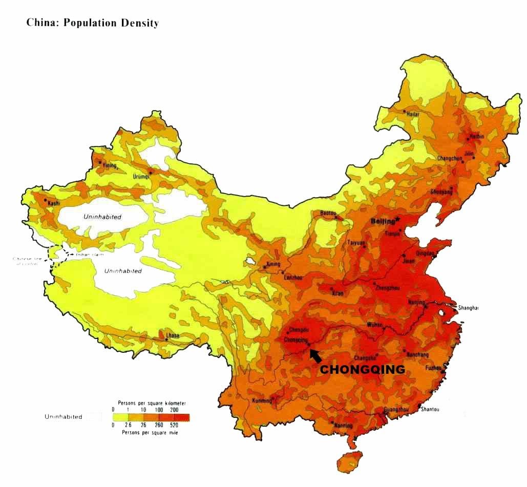 peta penduduk dari Cina