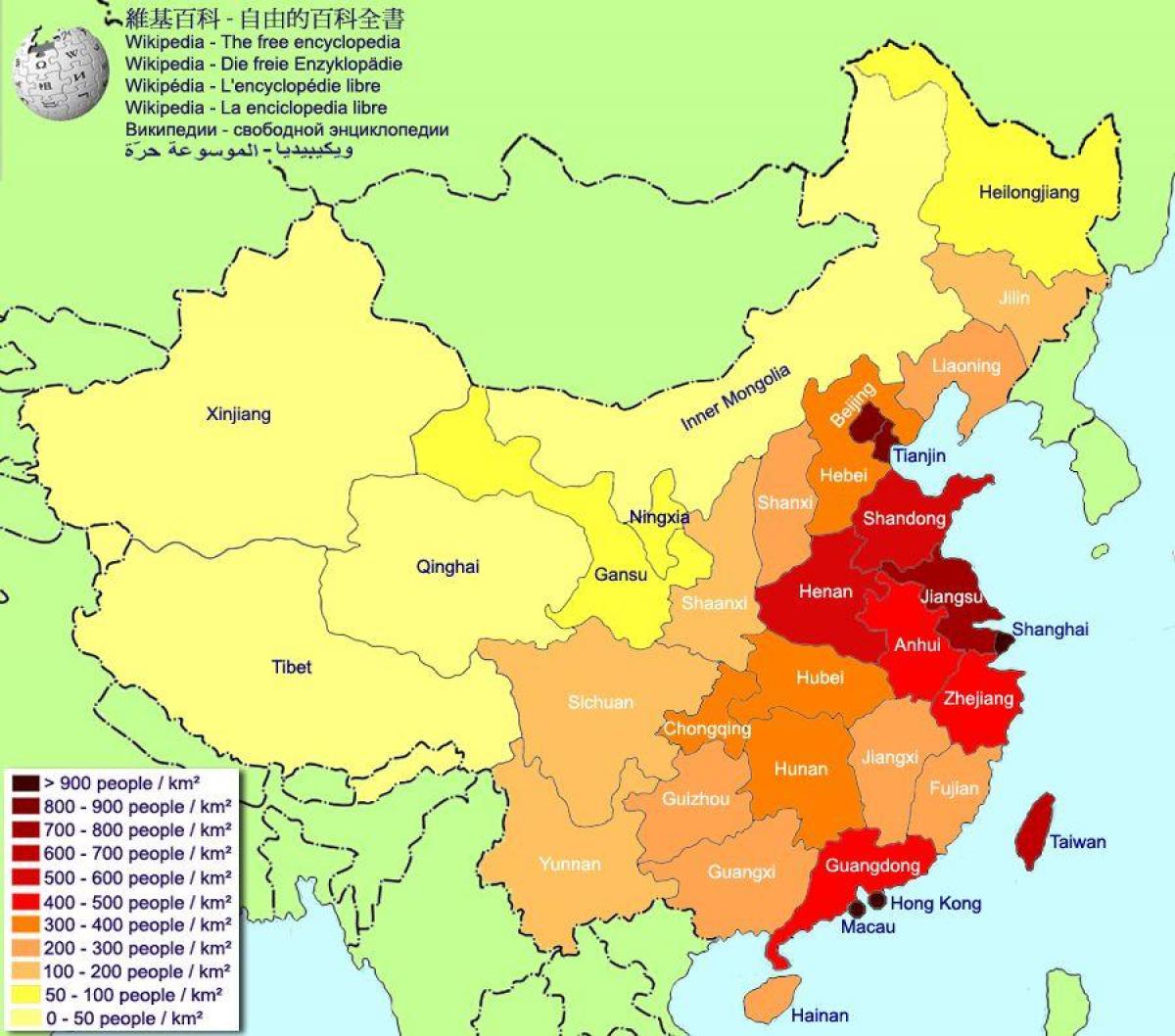peta dari populasi Cina