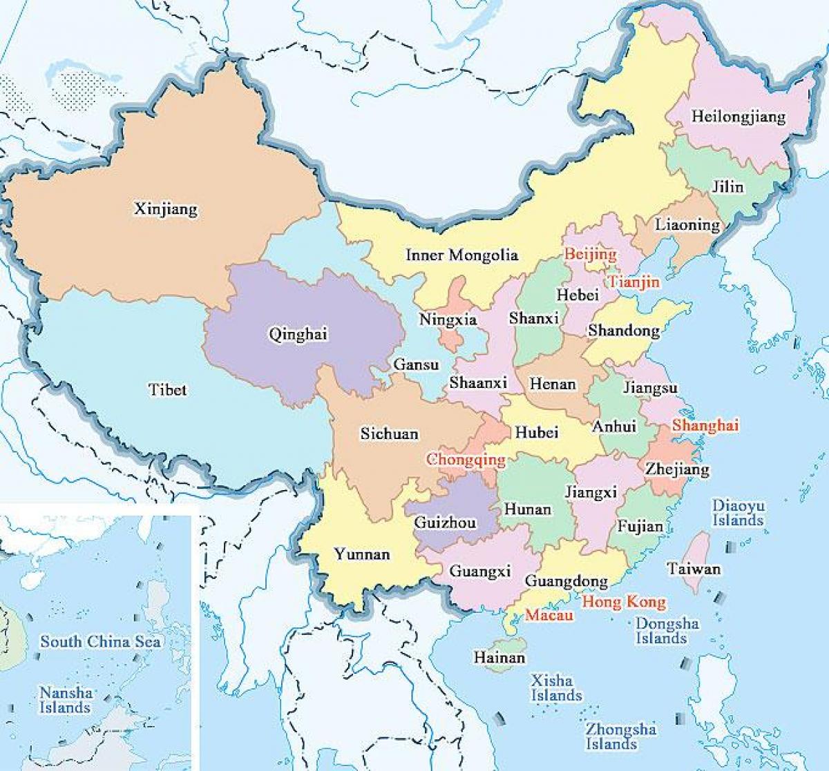 Cina peta kota dan provinsi