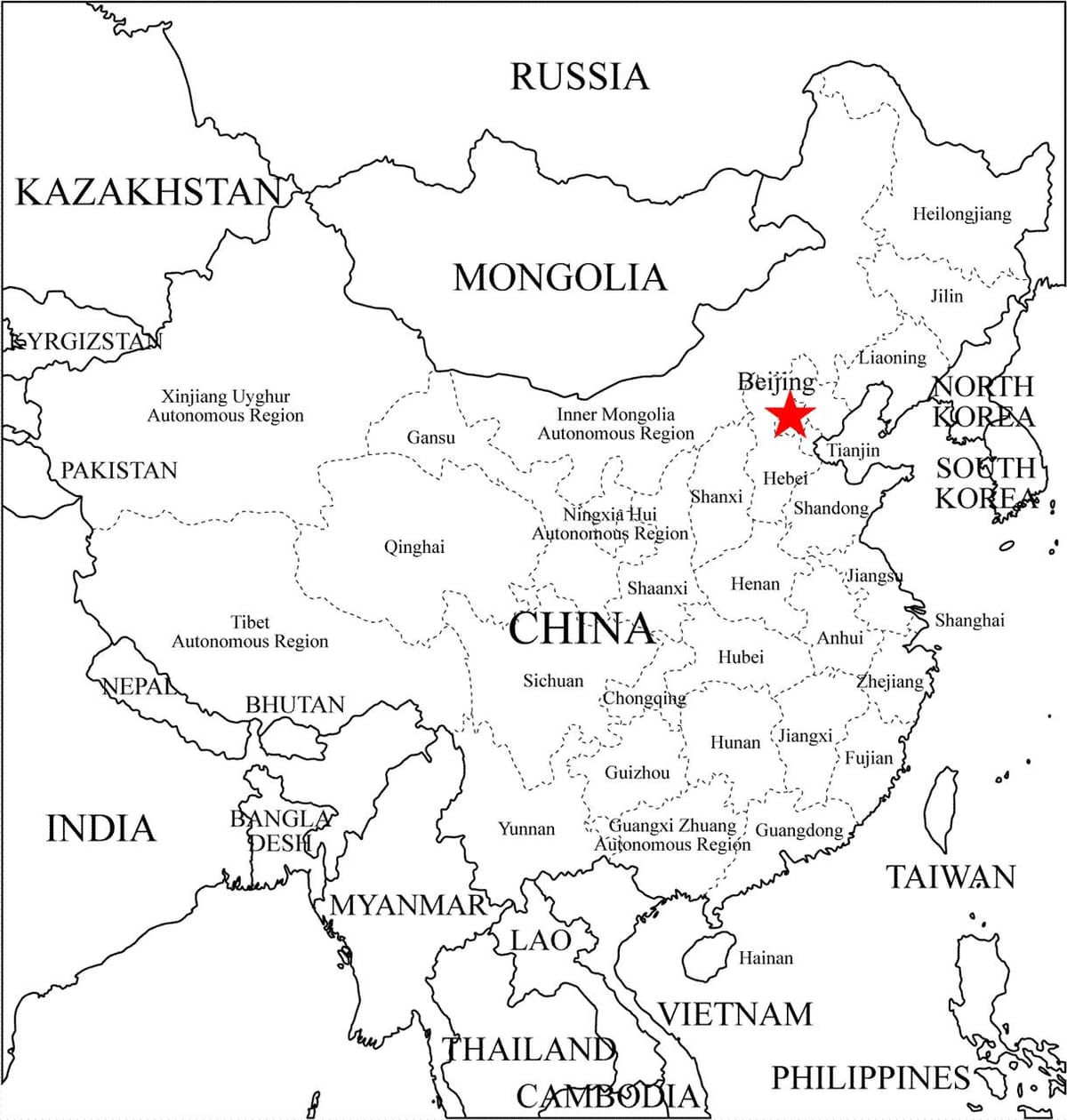 peta provinsi cina