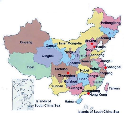 provinsi peta Cina