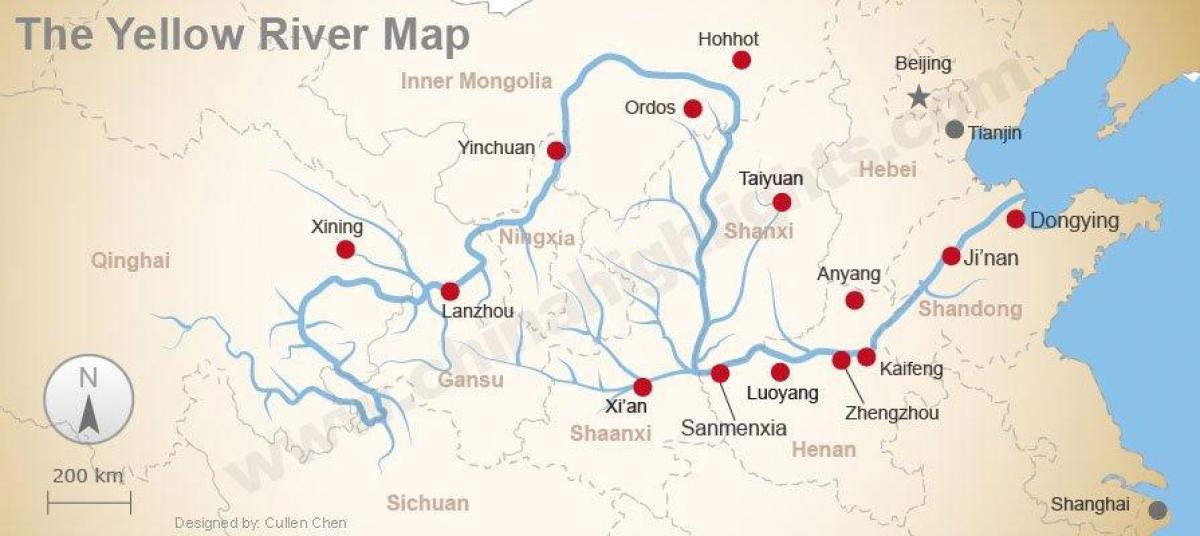 Cina peta sungai kuning