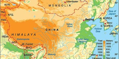 Cina elevasi peta