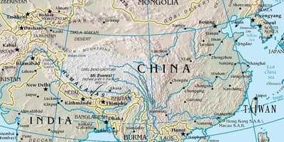 Cina peta pegunungan