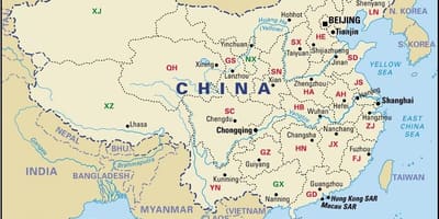 Peta dari China provinsi dan ibukota