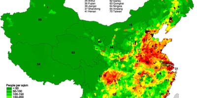Distribusi penduduk peta dari Cina