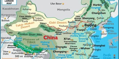 Cina peta geografi