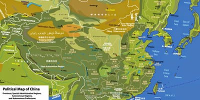 Geografi fisik peta dari Cina