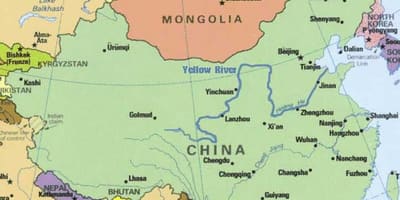Sungai kuning di Cina peta